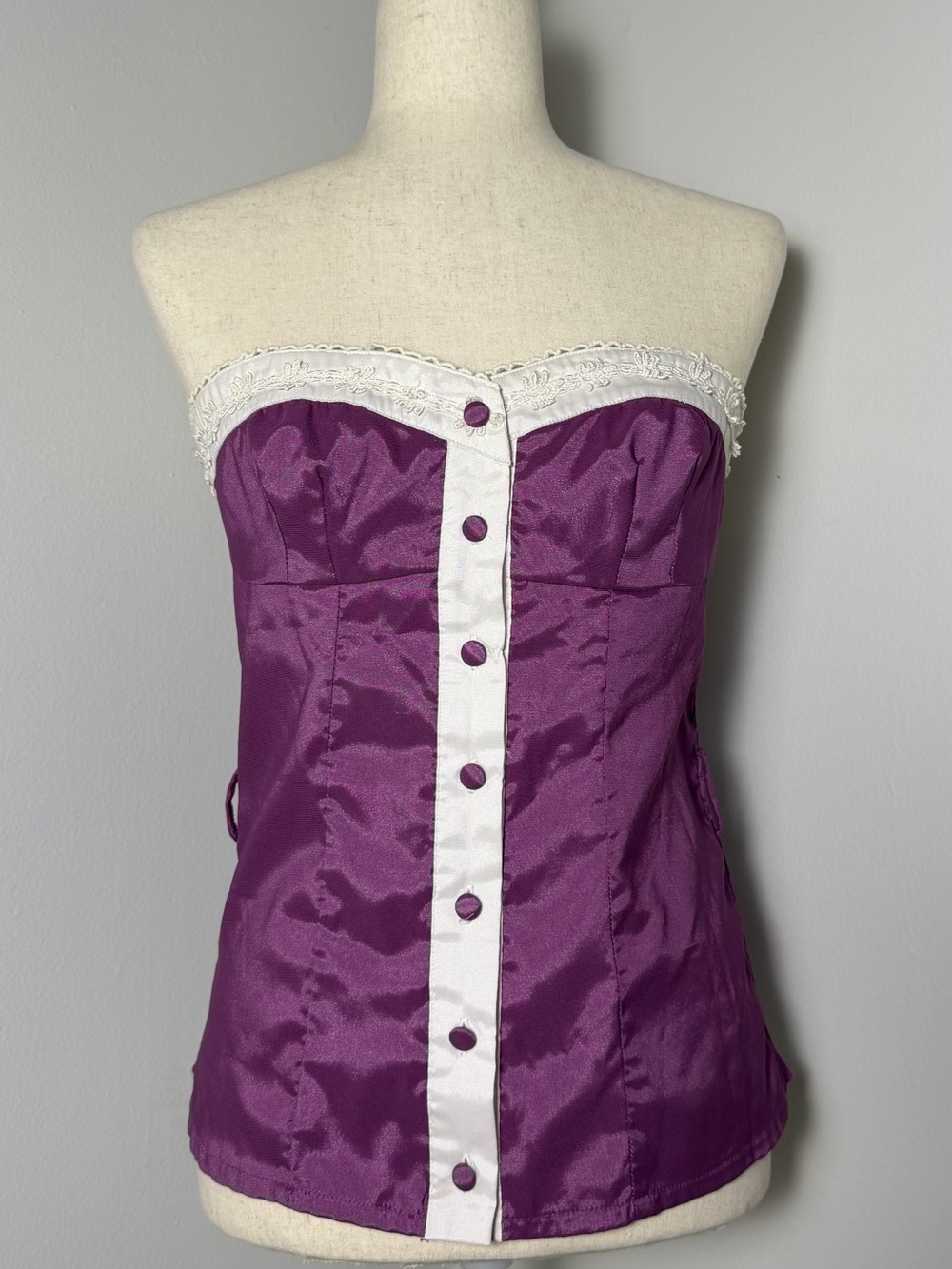 Vintage Lucy Paris Purple Lace & Silk Tube Top, Women's L